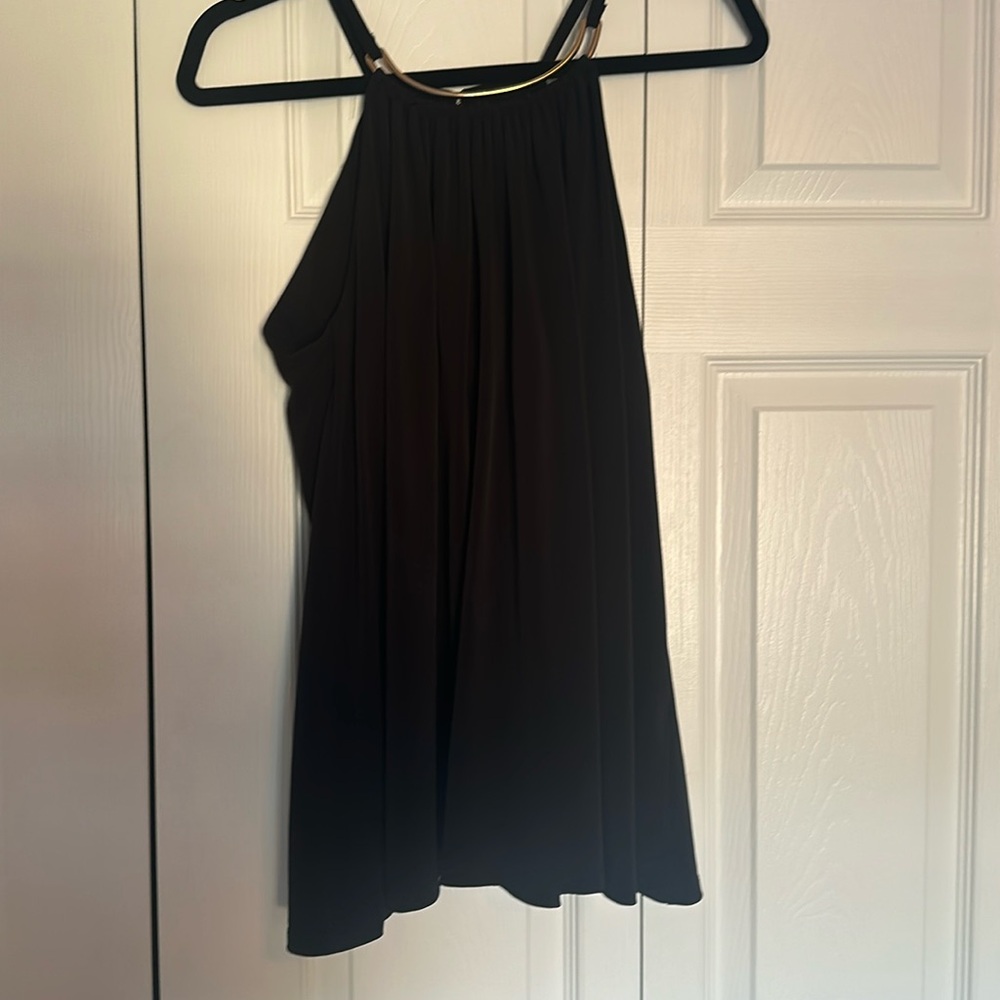 Black tank top with gold metal detail